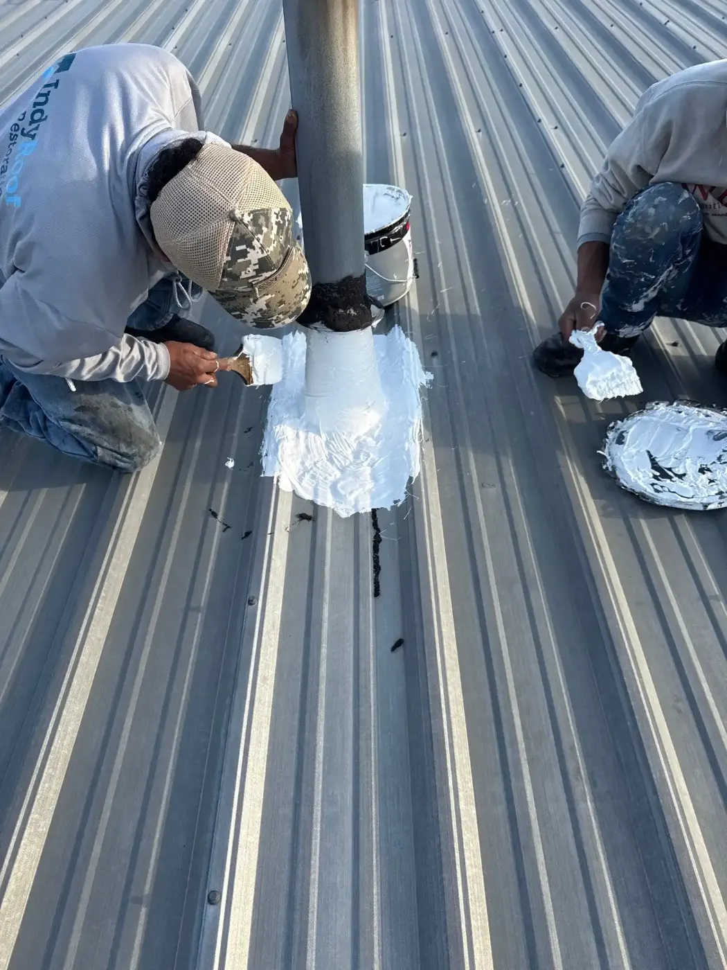 Tarping and dry-in on a Fountain Square commercial roof